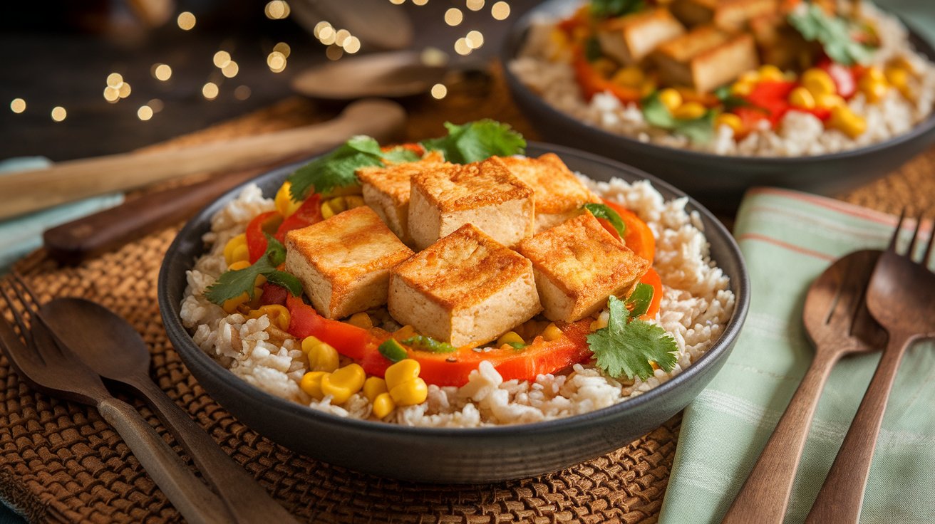 Crispy Baked Tofu Burrito Bowl Recipe