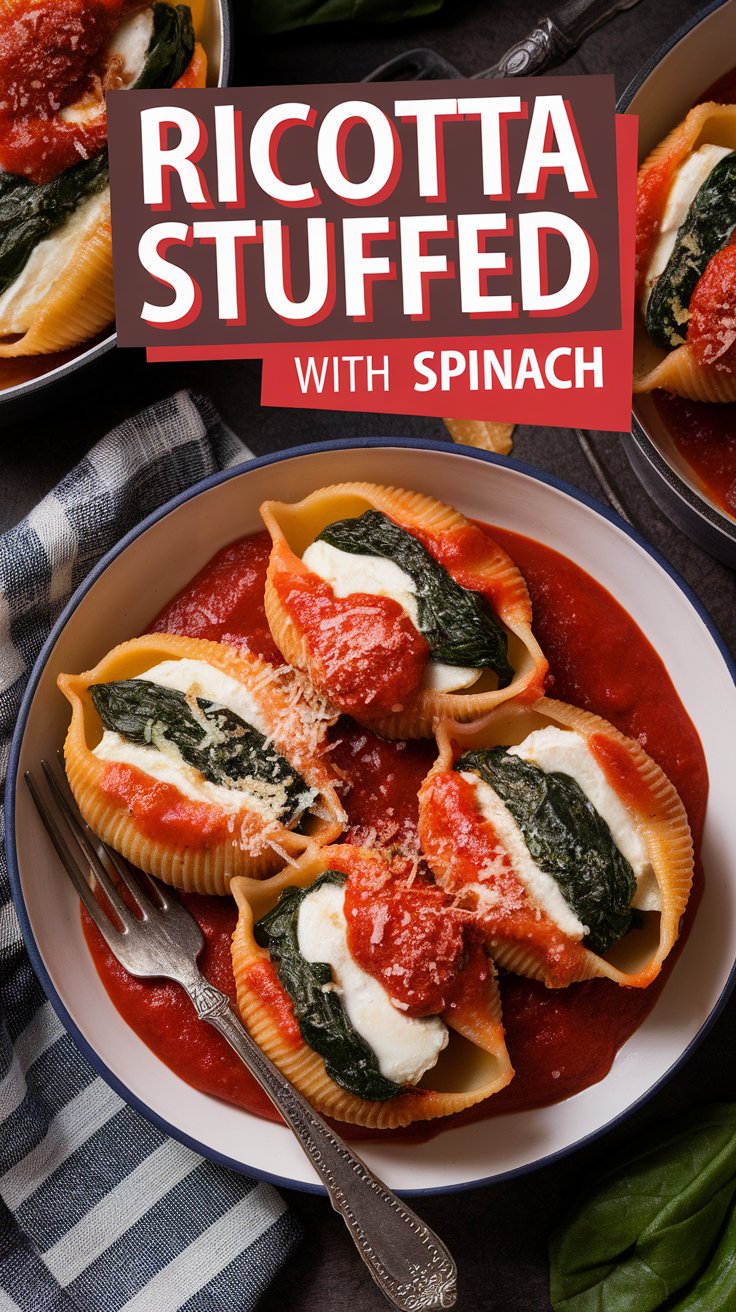 Delicious Ricotta Stuffed Shells with Spinach