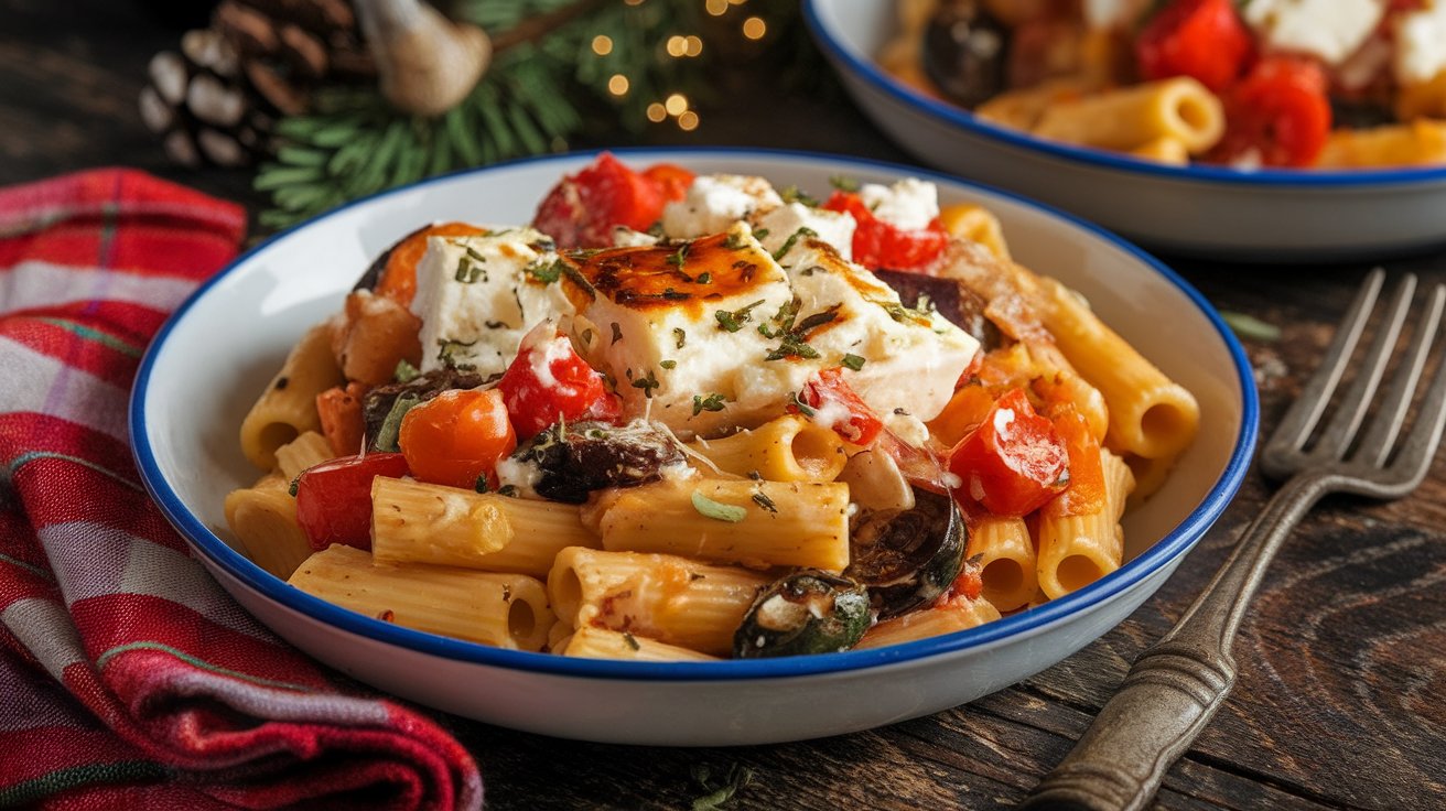 Delicious Veggie Pasta with Baked Feta