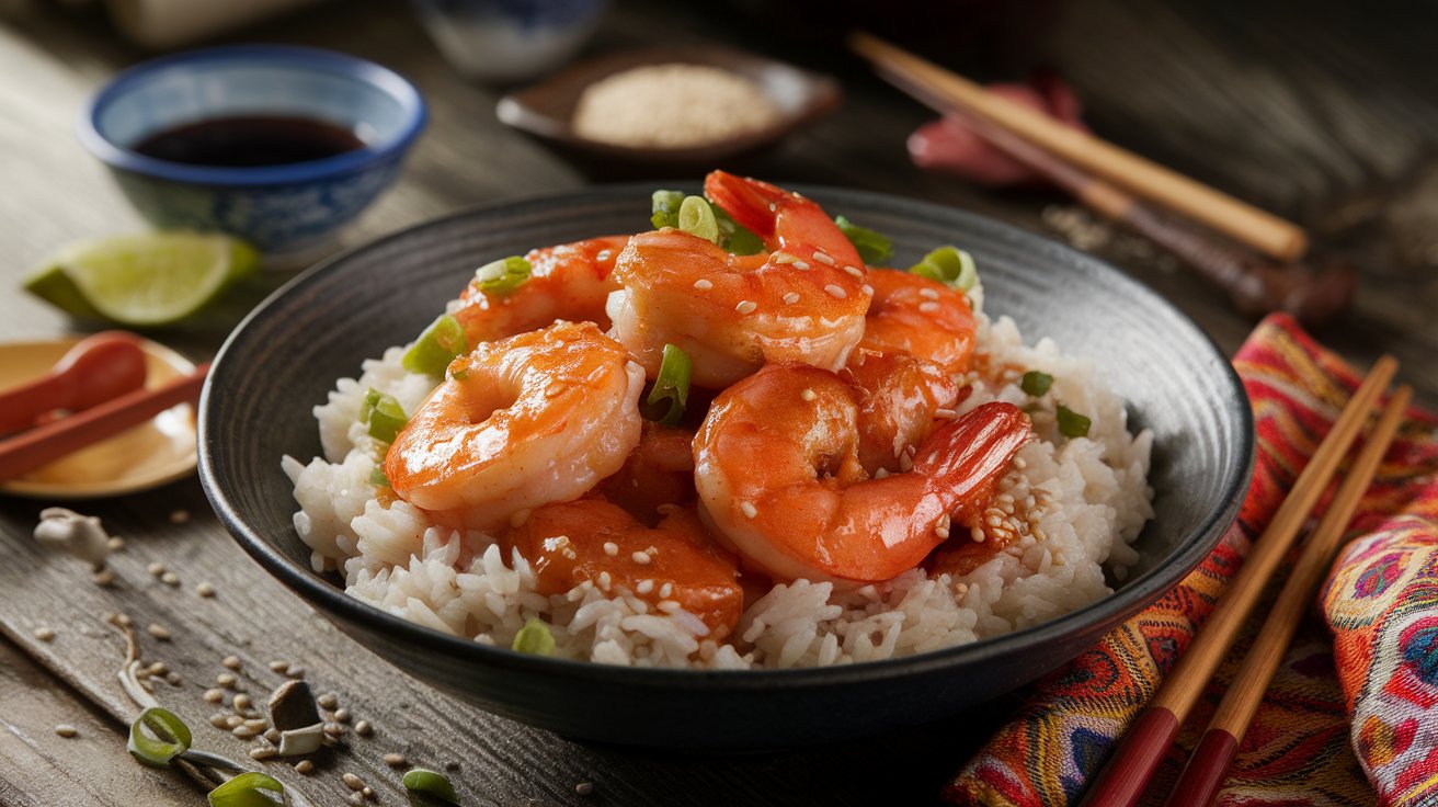 Sweet and Savory Honey Garlic Shrimp with Rice