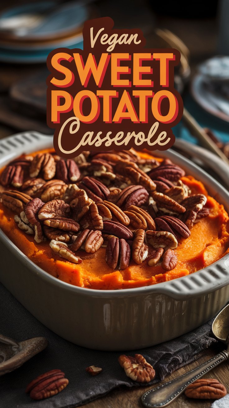 Vegan Sweet Potato Casserole with Pecan Topping